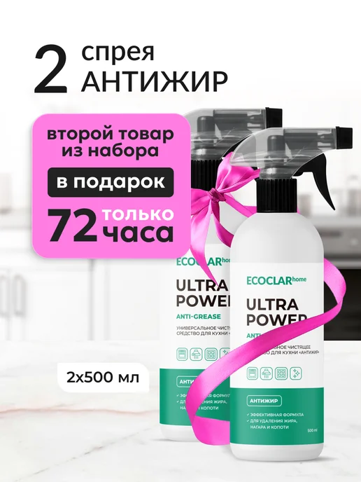 Ecoclar home чистящее средство для кухни антижир спрей 500 мл