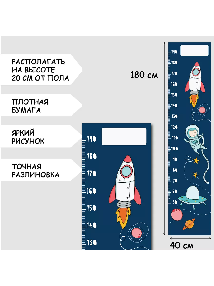 Ростомер бумажный, 190 см интерьерный на стену