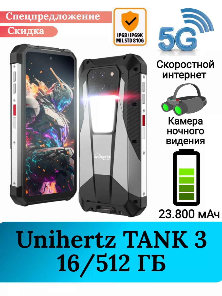 Защищенный смартфон TANK 3, 16+512 Gb Unihertz купить по цене 10 481 500  сум в интернет-магазине Wildberries в Узбекистане | 205786221