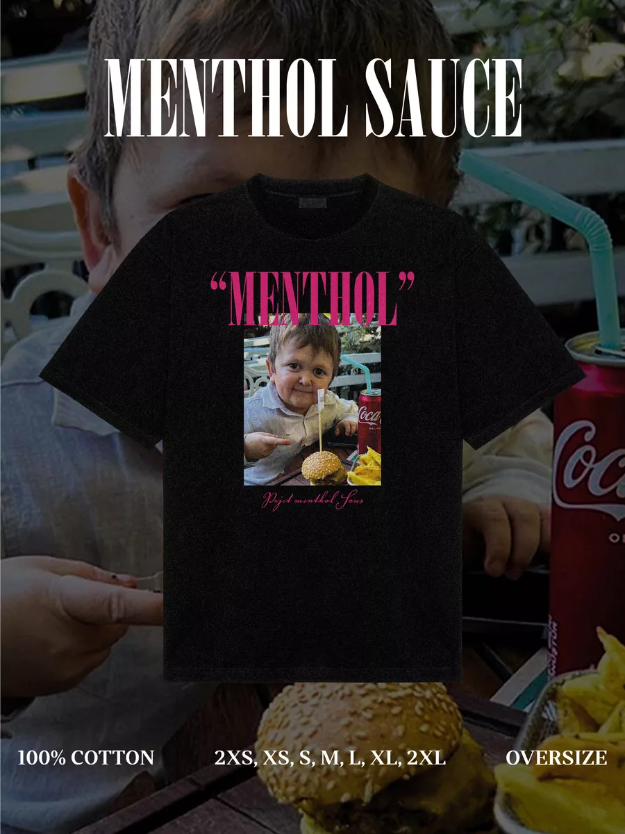 MENTHOL SAUCE Футболка оверсайз с принтом хасбик хасбулла мем mem