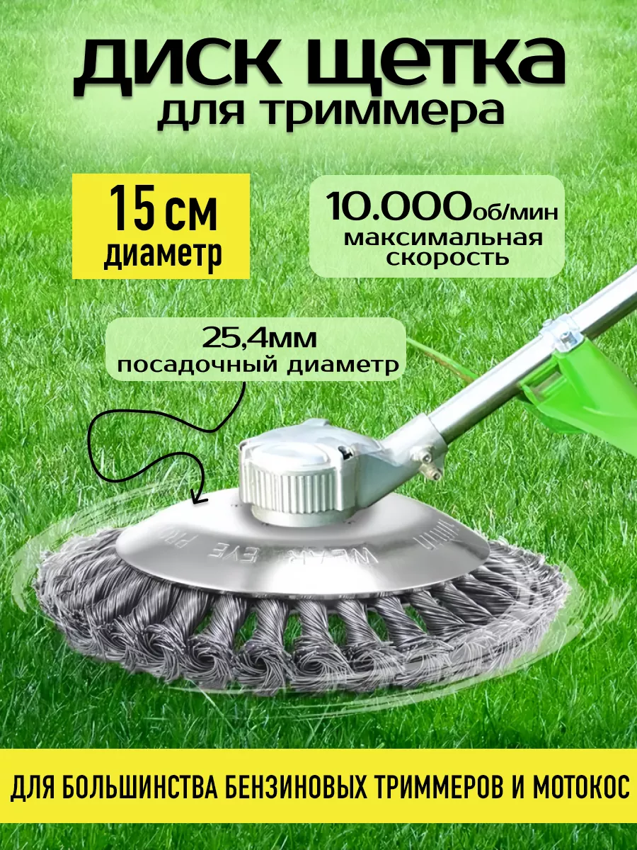 Насадка на триммер для прополки сорняков щетка удаления трав HomaLand  купить по цене 819 ₽ в интернет-магазине Wildberries | 206890990