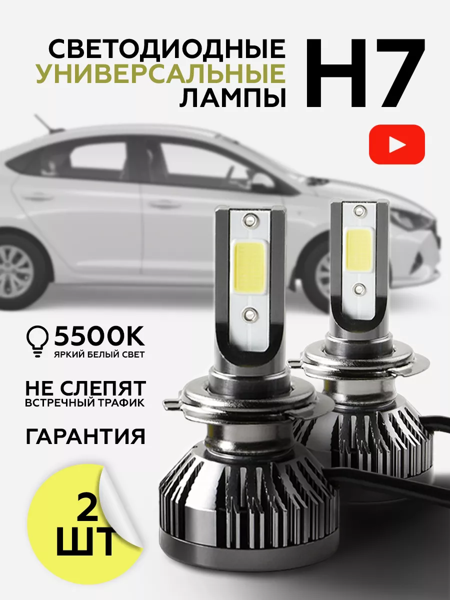 Светодиодные LED лампы для авто ElectroKot Plasma белый свет 5000K H3 2 шт