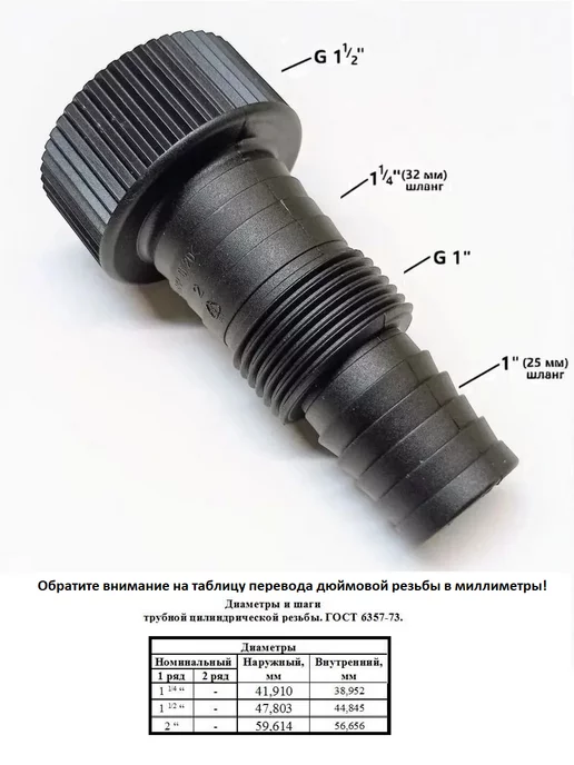 Вариант Патрубок прямой для дренажного насоса 1 1 2" (полтора дюйма)