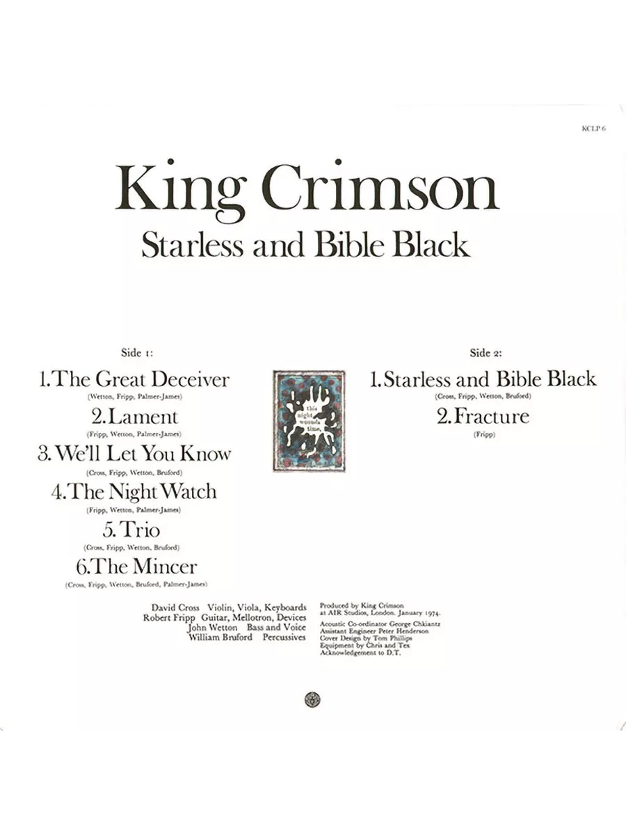 King Crimson Starless And Bible Black (LP) купить по цене 4 463 ₽ в  интернет-магазине Wildberries | 208292492