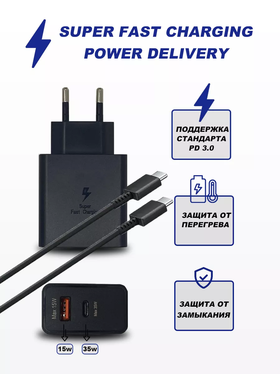 Быстрая зарядка для телефона 2 разъема USB-C. type-C 35W ORIYON купить по  цене 477 ₽ в интернет-магазине Wildberries | 208425606