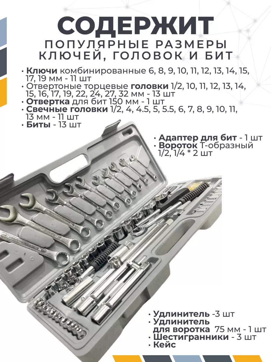 Набор инструментов для автомобиля и дома 85 предметов AMA Tools купить по  цене 2 541 ₽ в интернет-магазине Wildberries | 209789284