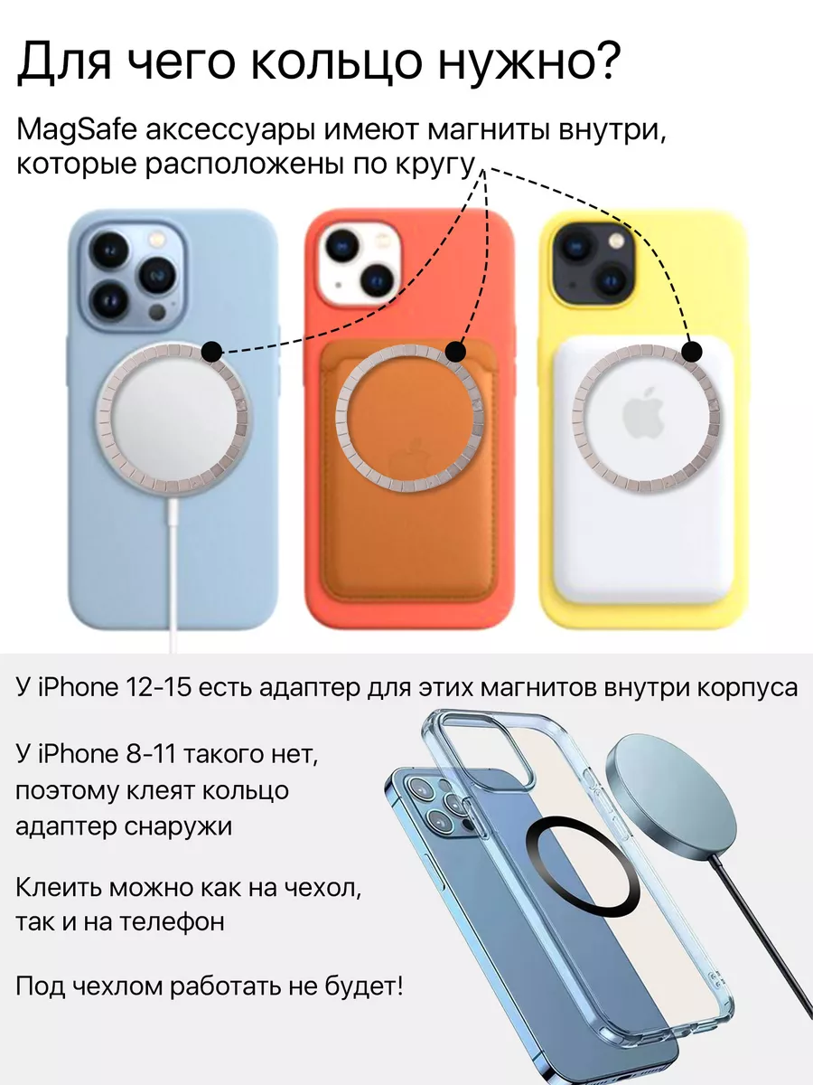 Кольцо MagSafe для телефона для iphone или чехла 3шт PowerFox купить по  цене 379 ? в интернет-магазине Wildberries | 209803129