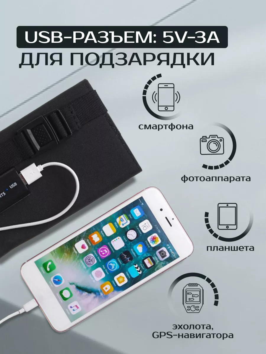 Портативная солнечная панель 10Вт с USB-портом