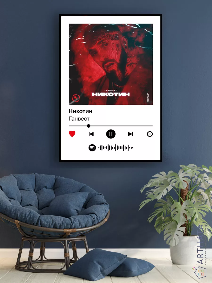 Arthata-spotify постер Спотифай постер Плакат на стену Ганвест - Ник тин  60х90