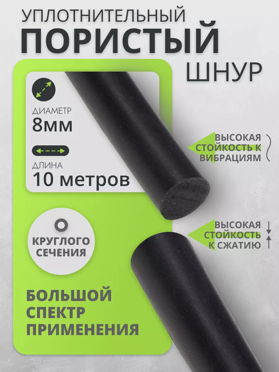 Шнур пористый для уплотнения универсальный Гернит 8 мм-10 м RP купить по  цене 371 ₽ в интернет-магазине Wildberries | 210250673