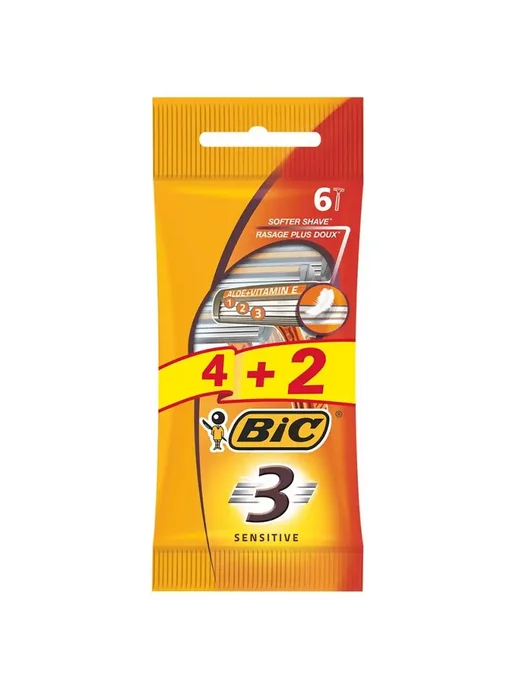 Original Brands Станки для бритья BIC 3 Sensitive одноразовые 4+2шт