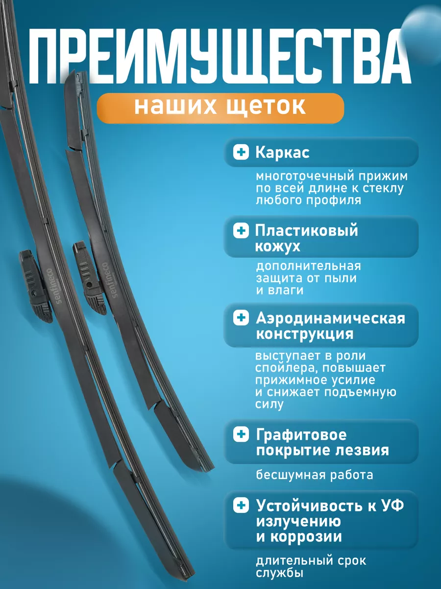 Немецкие гибридные щетки стеклоочистителя 650 на 450 мм SENFINECO купить в  интернет-магазине Wildberries | 211089905