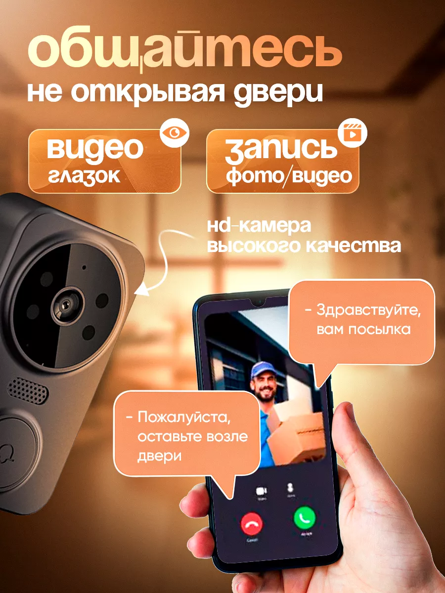 Звонок беспроводной дверной с камерой Smart Friends купить по цене 40,04 р.  в интернет-магазине Wildberries в Беларуси | 211824644