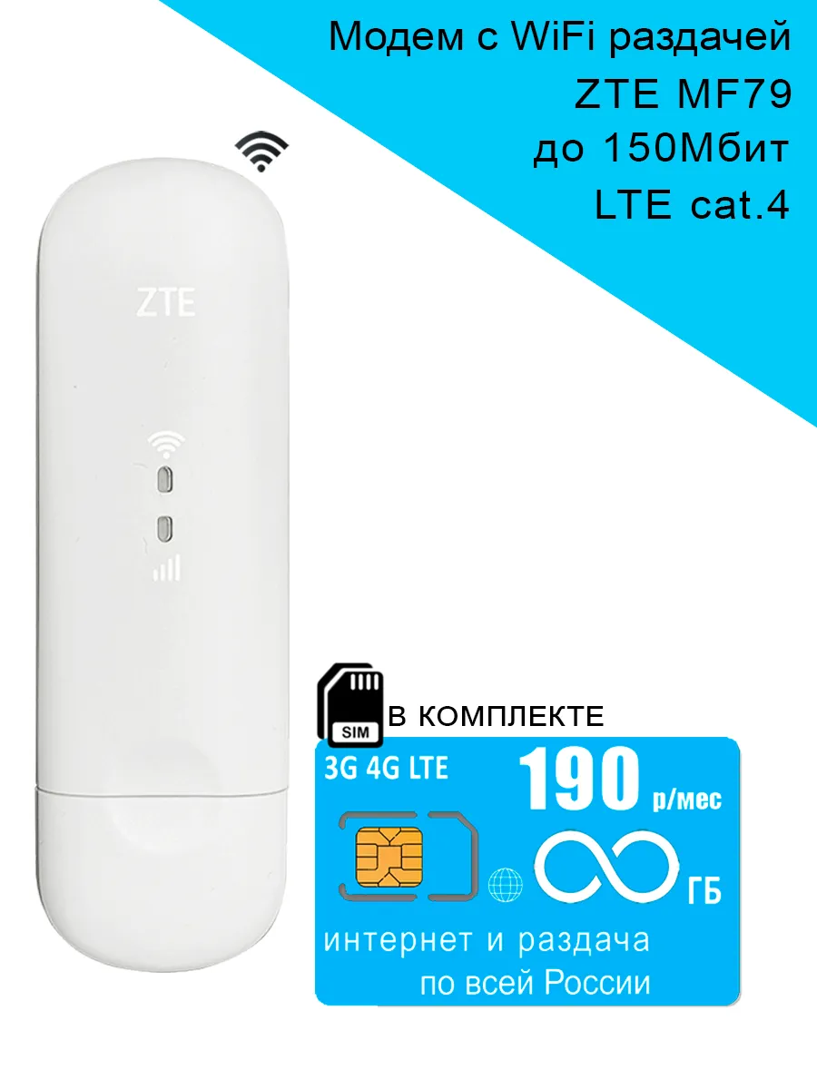 ZTE USB модем MF79U (RU), безлимитный интернет за 250р