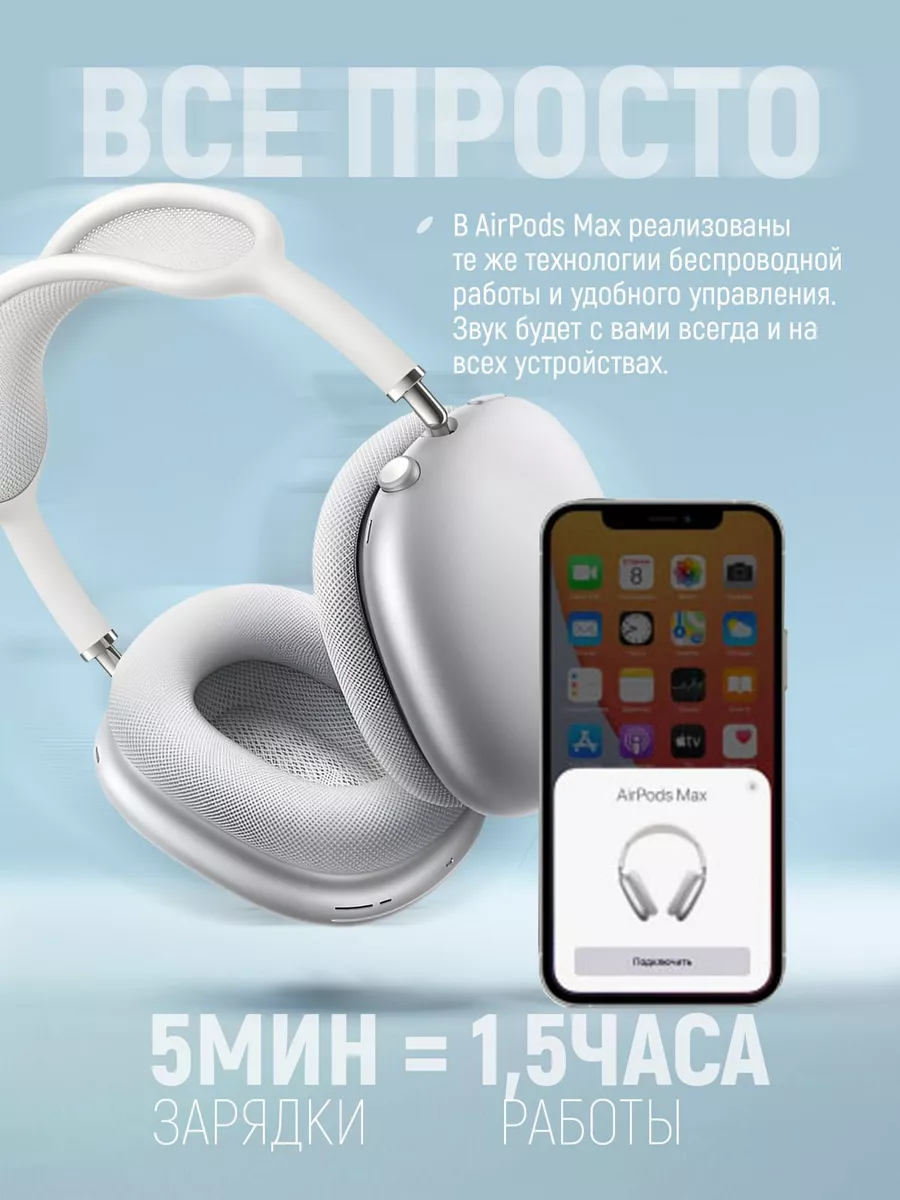 Беспроводные наушники AirPods Max Apple купить по цене 9 164 ₽ в  интернет-магазине Wildberries | 214232375