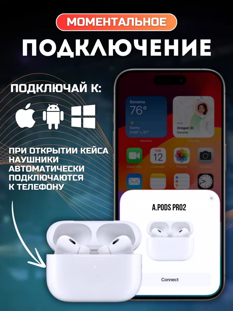 Наушники беспроводные A.Pods pro 2 Big.store купить по цене 1 992 ₽ в  интернет-магазине Wildberries | 214400724