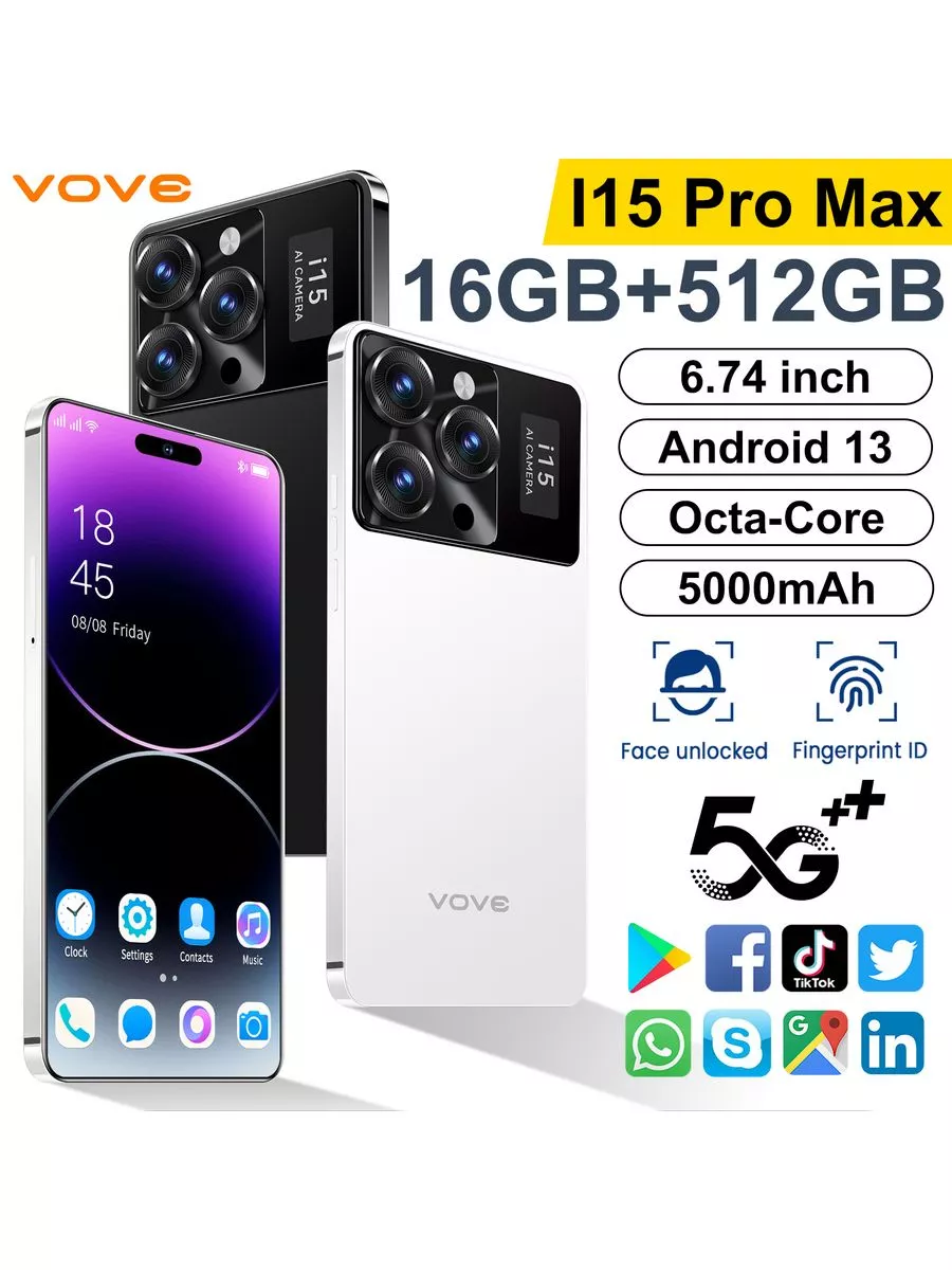 Vove 5G-смартфон i15 Pro max русское меню Android