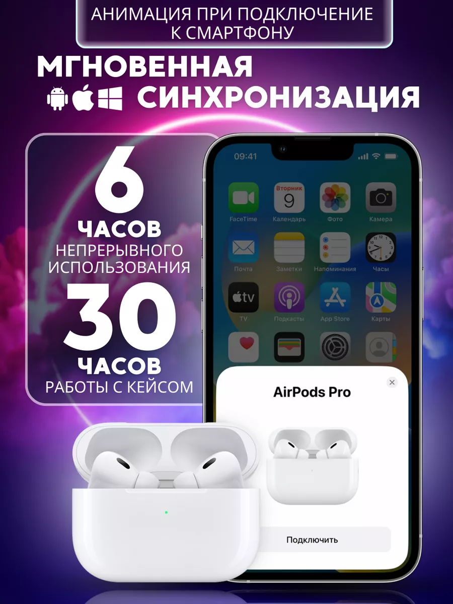 Наушники беспроводные A.Pods Pro 2 для iPhone Android Air pro купить по  цене 74,56 р. в интернет-магазине Wildberries в Беларуси | 217230626